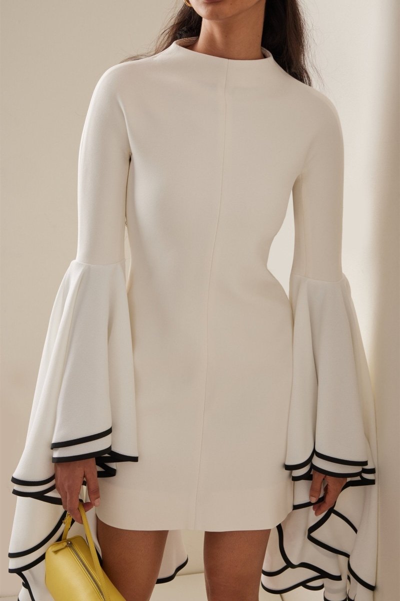 Maxine Kontrast Kolu Volanlı Mini Elbise