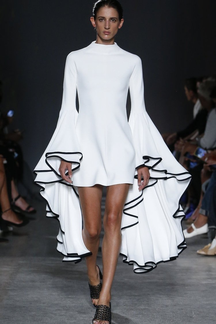 Maxine Kontrast Kolu Volanlı Mini Elbise