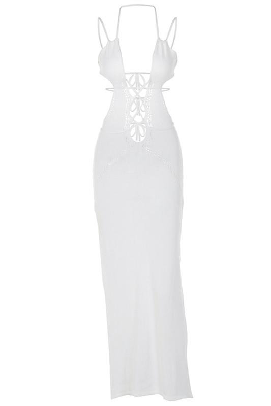 Megan Örme Oymalı Maxi Elbise