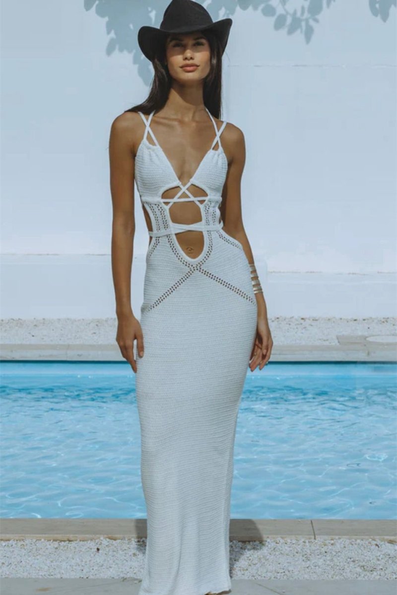 Megan Örme Oymalı Maxi Elbise