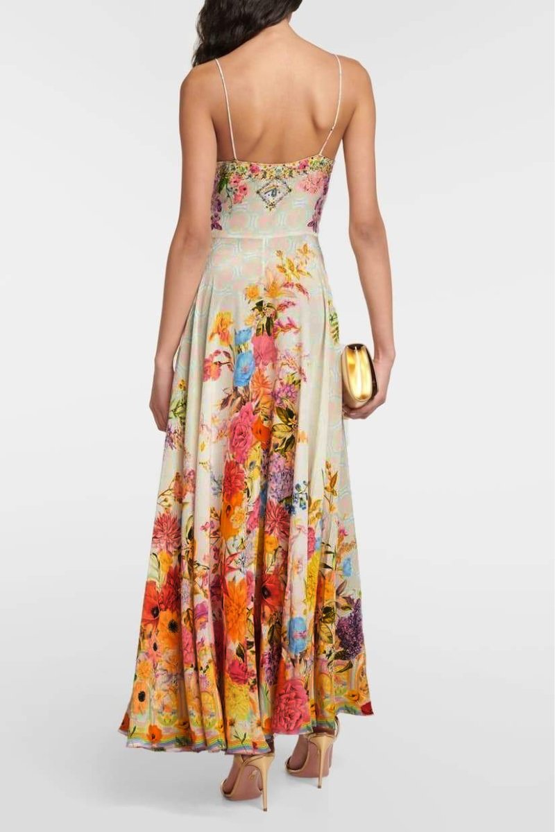 Melody Çiçek Baskılı Midi Slip Elbise