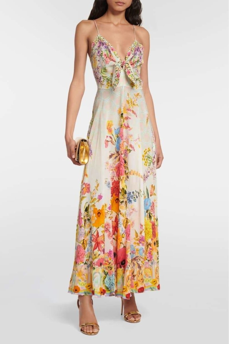 Melody Çiçek Baskılı Midi Slip Elbise