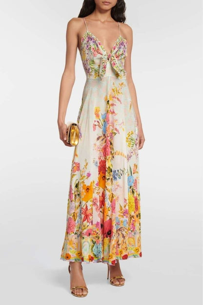 Melody Çiçek Baskılı Midi Slip Elbise