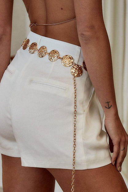 Metal Yuvarlak Dekor Bel Zincirli Kemer