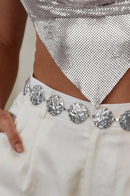 Metal Yuvarlak Dekor Bel Zincirli Kemer