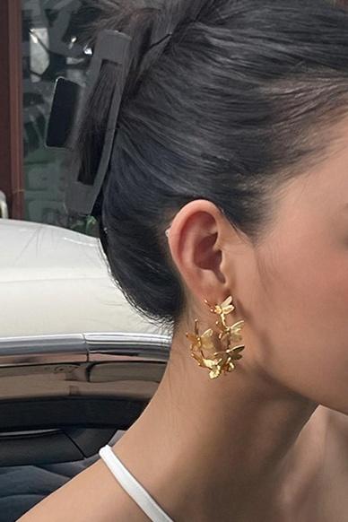 Metalik Kelebek C Şekilli Küpe