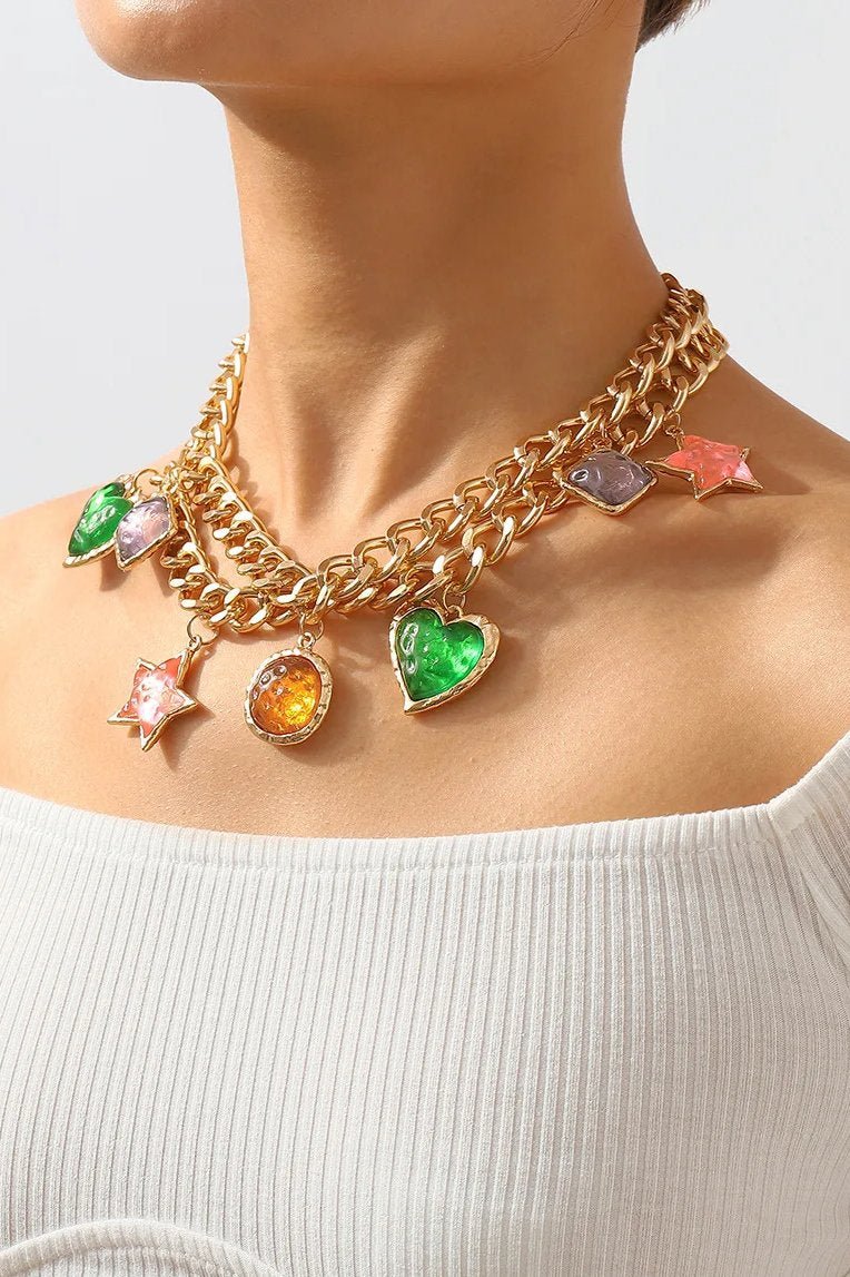 Metalik Vintage Mücevher Kolye Kolye