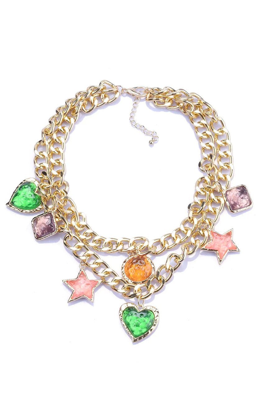 Metalik Vintage Mücevher Kolye Kolye