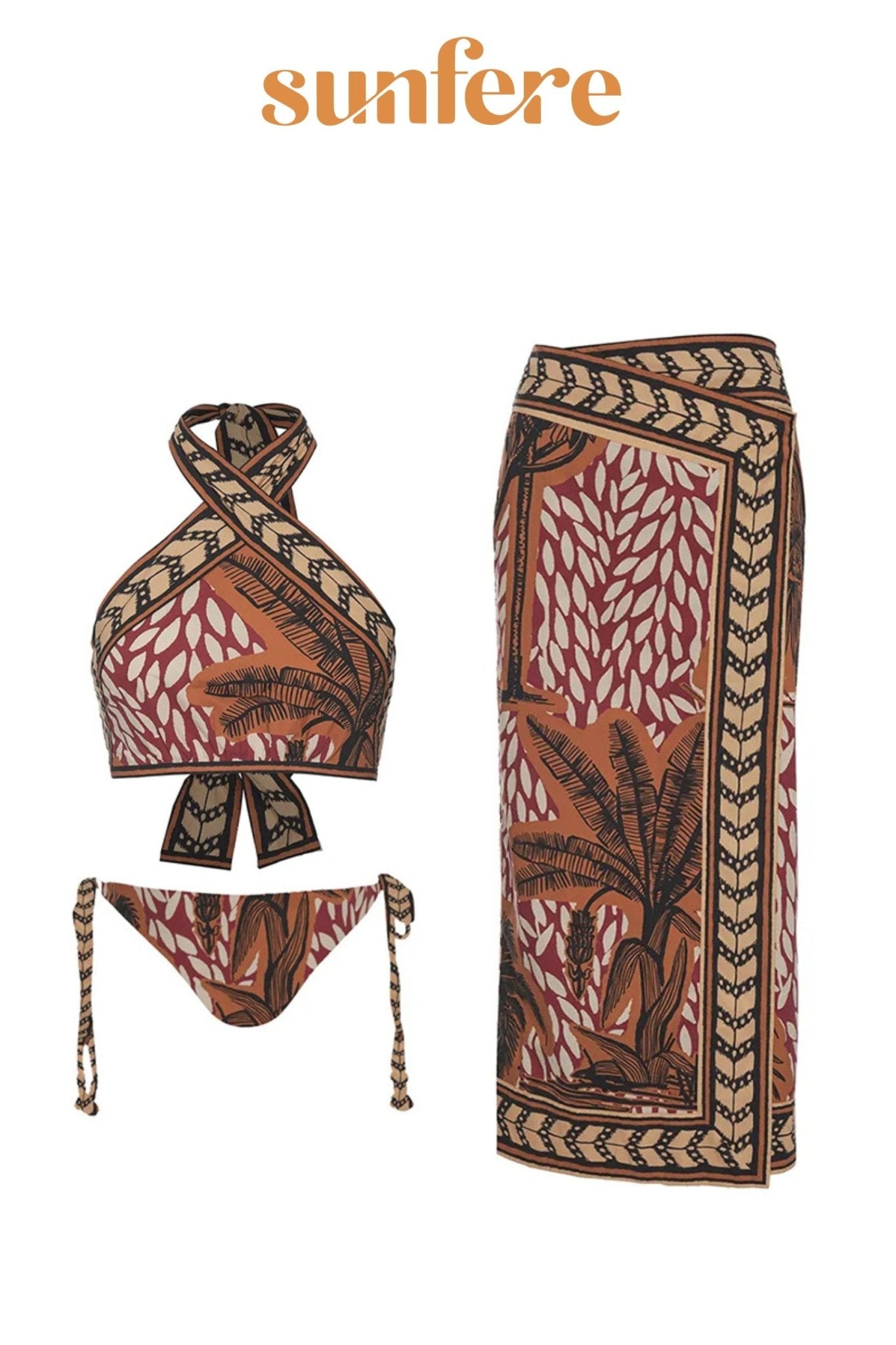 Moira Baskılı Üçlü Bikini Takımı