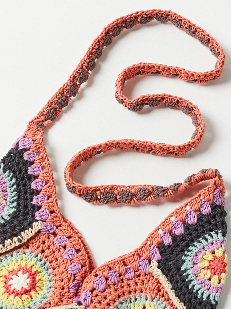 Monica El Yapımı Tığ İşi Açık Hobo Çanta