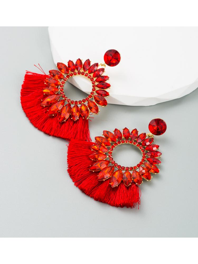 Naomi Ayçiçeği Şekli Pırlanta Püskül Küpe