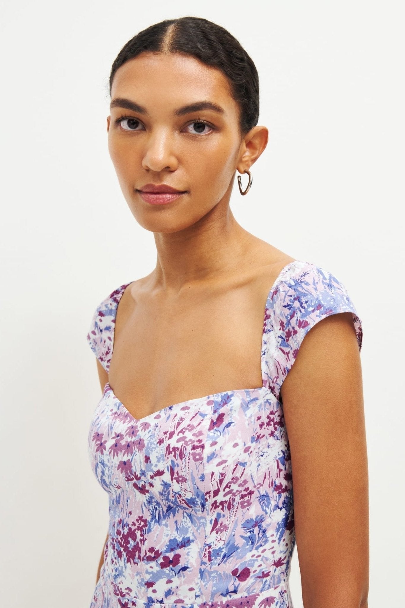 Novia Baskılı Flare Midi Elbise