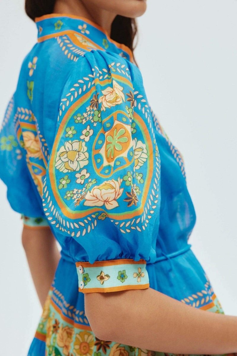 Nydia Çiçekli Puf Kol Maxi Elbise