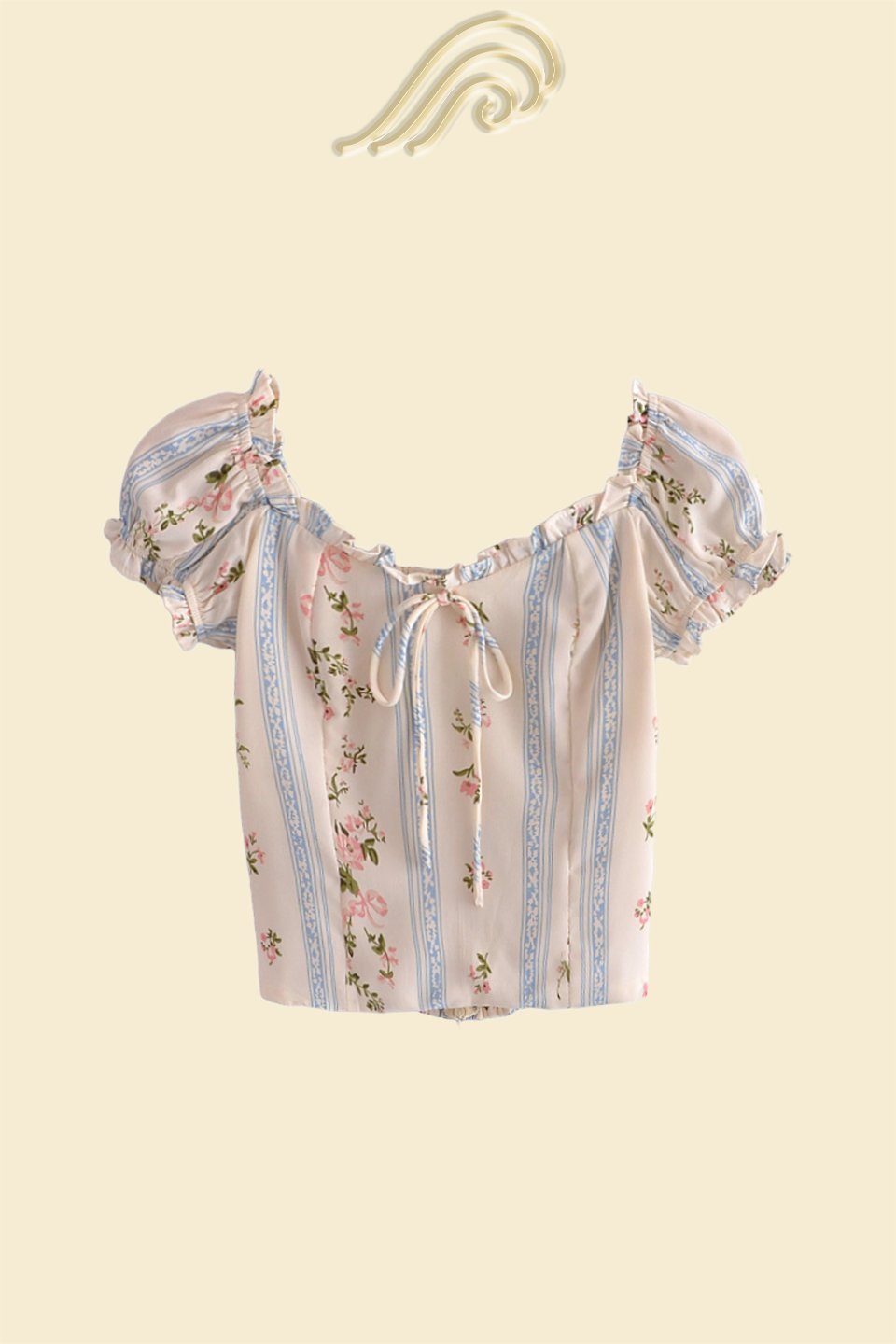 Odel Baskılı Büzgülü Fırfırlı Üst