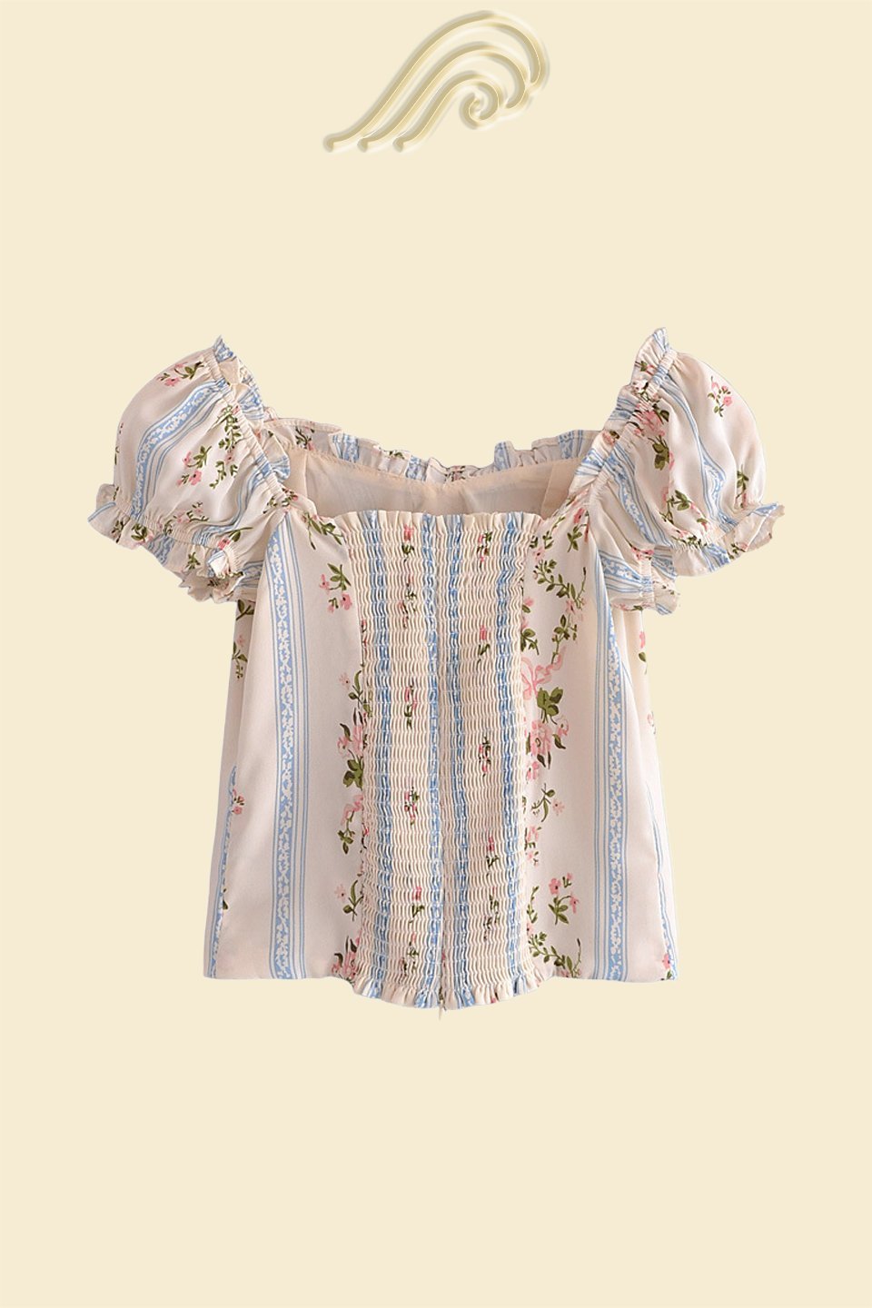 Odel Baskılı Büzgülü Fırfırlı Üst