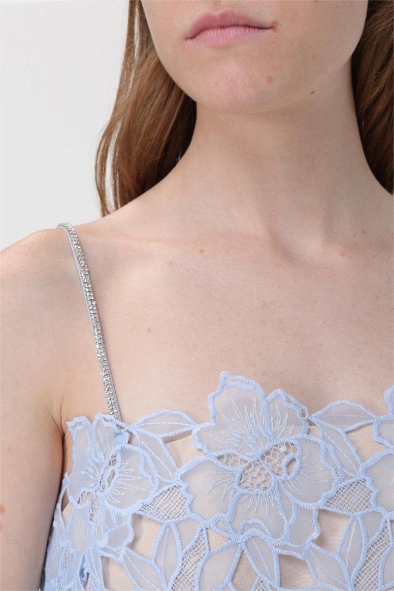 Ophelia Dantelli Katlı Cami Midi Elbise