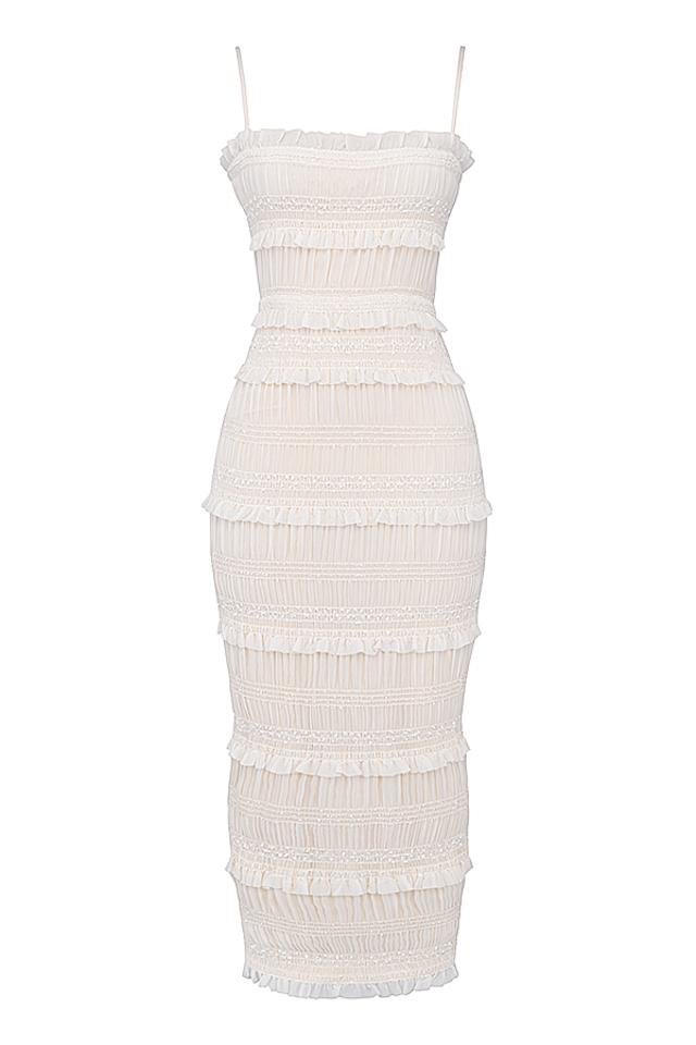 Orkide Plise Kesimli Slip Maxi Elbise