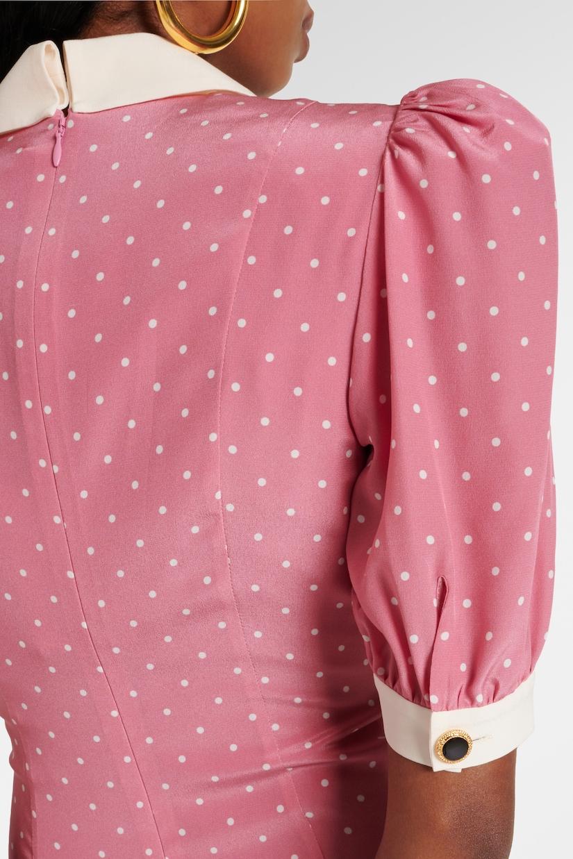 Rita Çiçek Fiyonklu Puf Kol V Yaka Midi Elbise