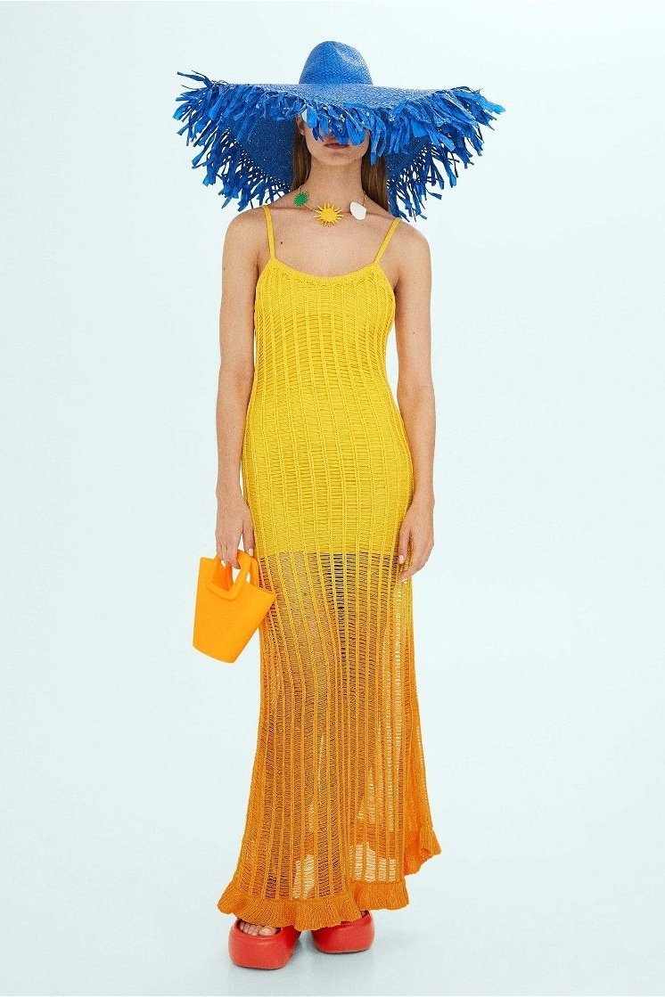 Paula Hollow Örgü Maxi Elbise