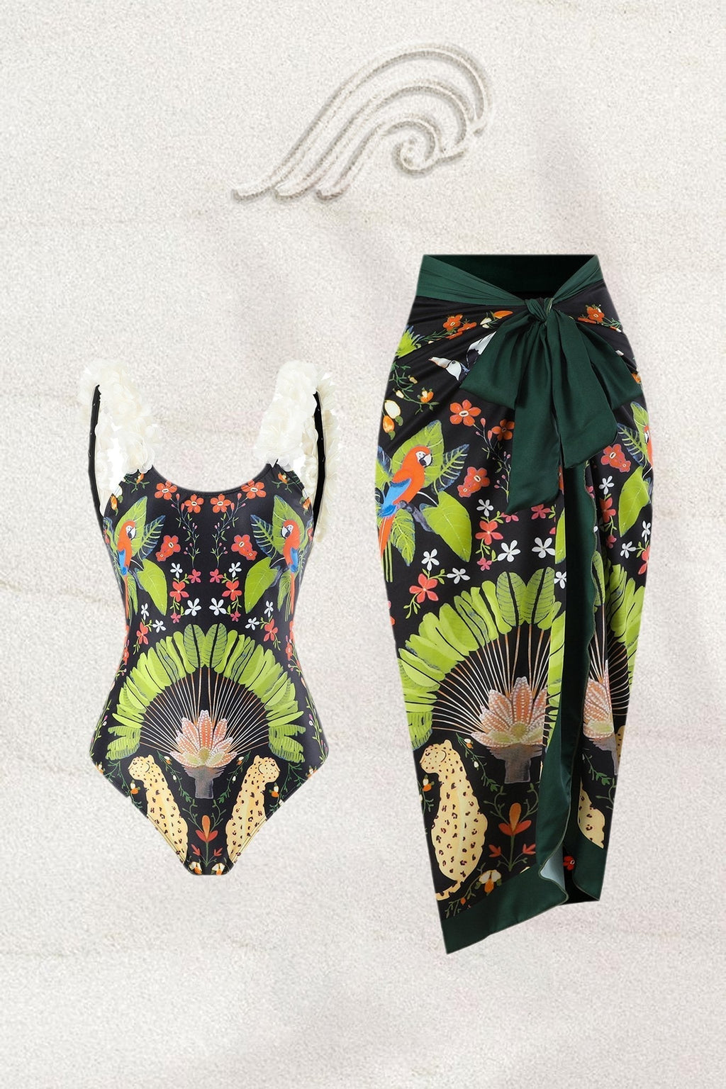 Paula Baskılı Büzgülü İkili Yüzme Takımı