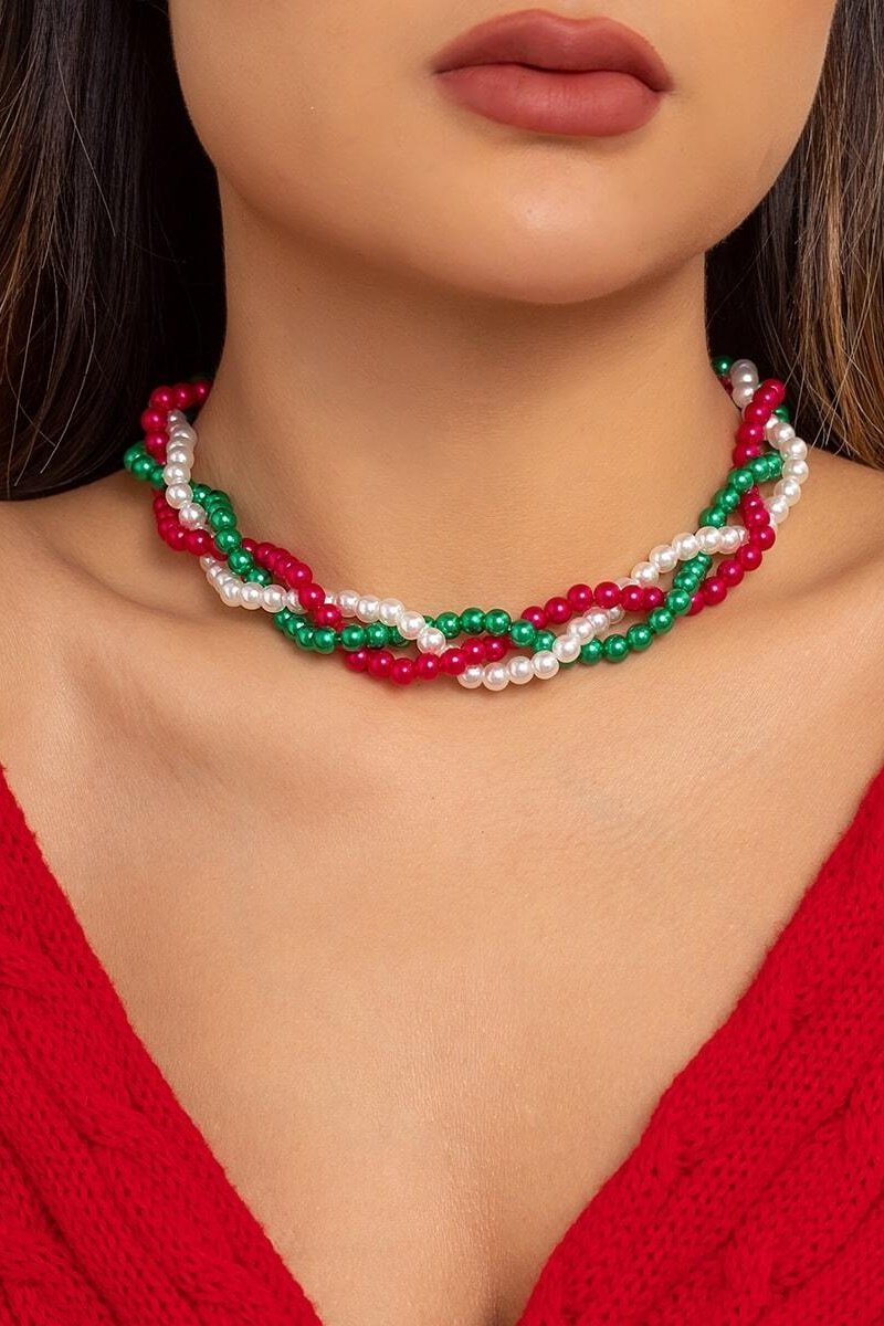 İnci Dokuma Zincir Kolye