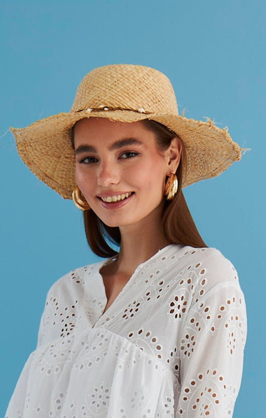 Phhyllis Şeritli Hasır Şapka