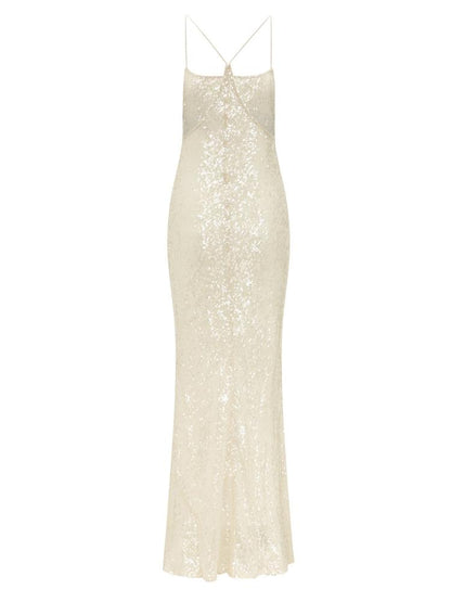 Faithe Transparan Payetler Maxi Slip Elbise