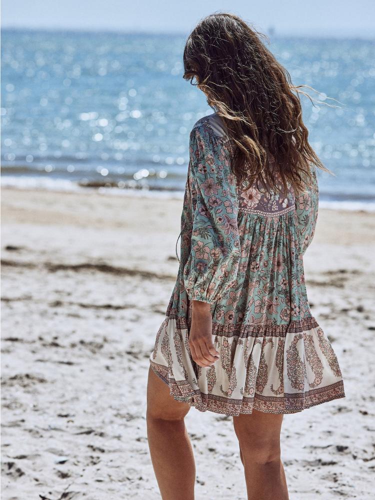 Arabela Ek Desenli Mini Köylü Elbise