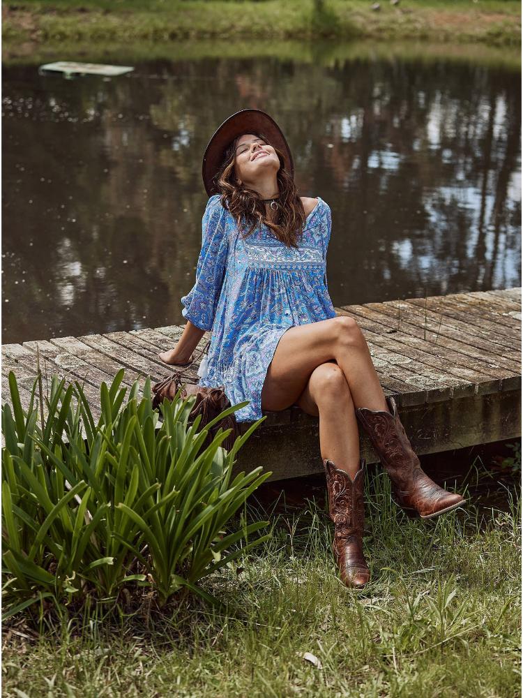 Arabela Ek Desenli Mini Köylü Elbise