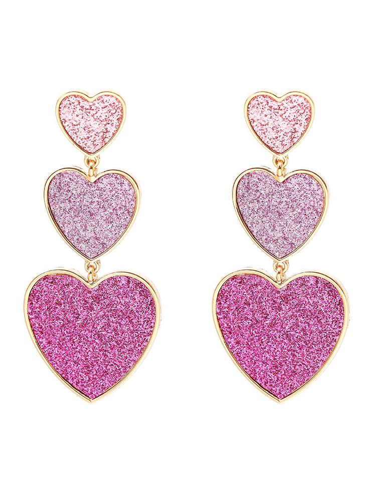 Nydia Degrade Işıltılı Kalp Küpe