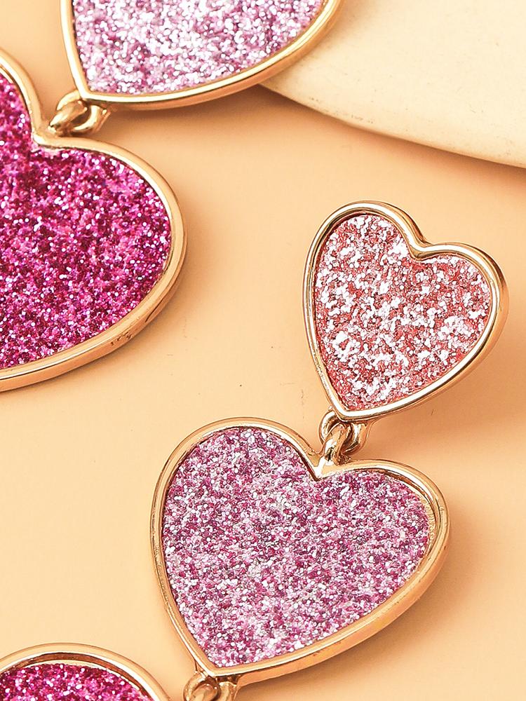 Nydia Degrade Işıltılı Kalp Küpe