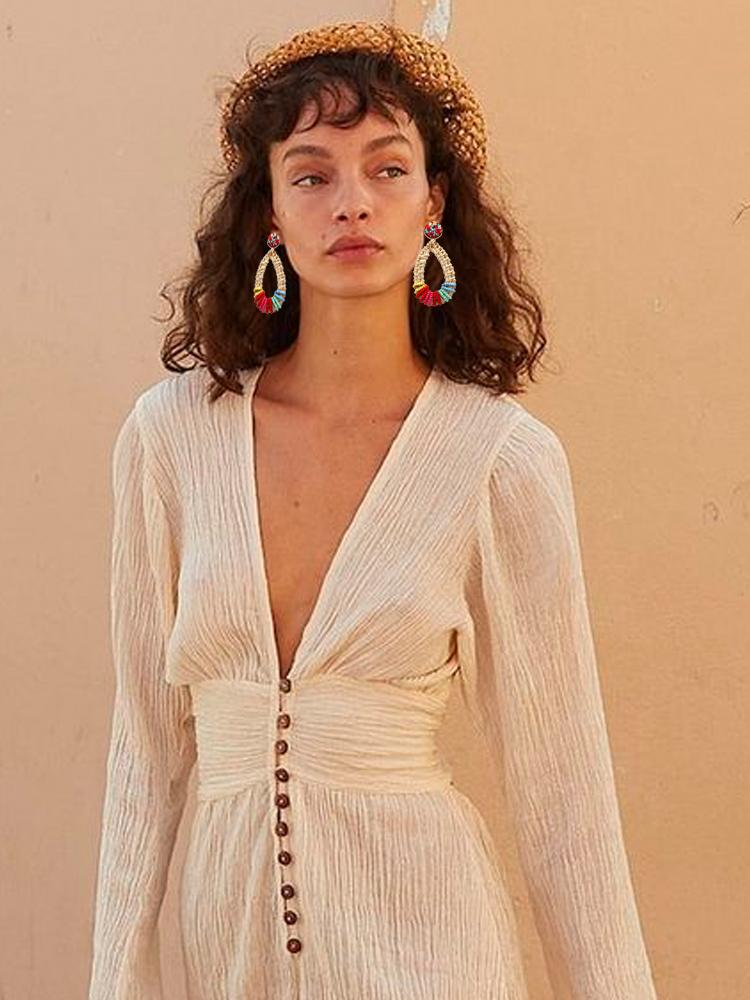 Sharon Örgü Boncuklu Damla Küpe