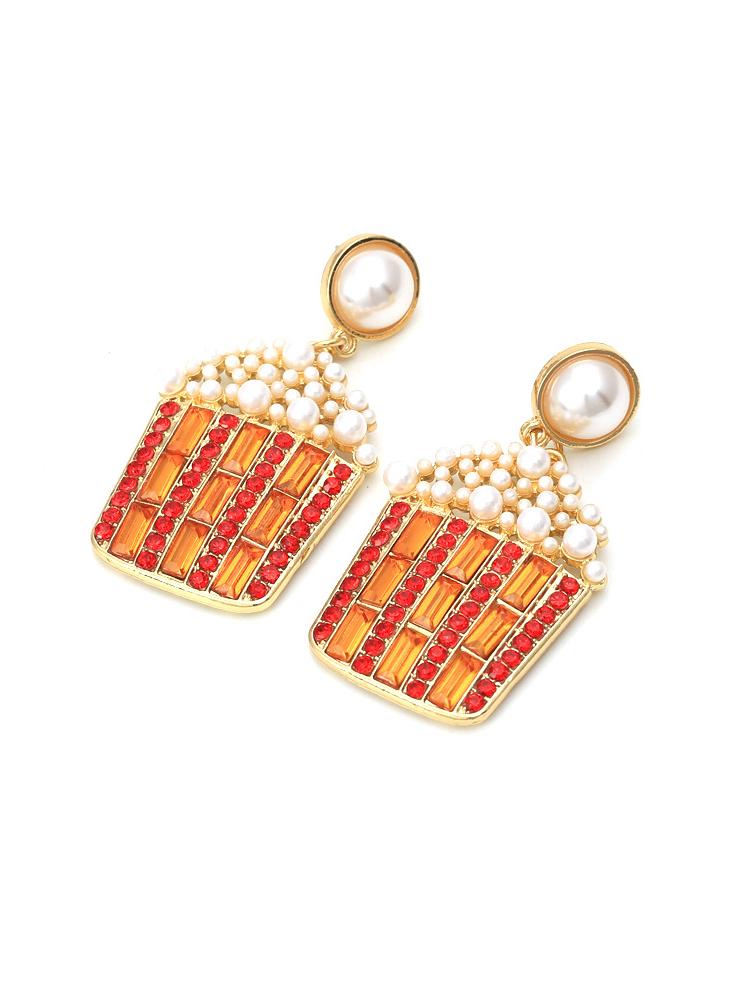 Patlamış Mısır Pırlanta Damla Küpe