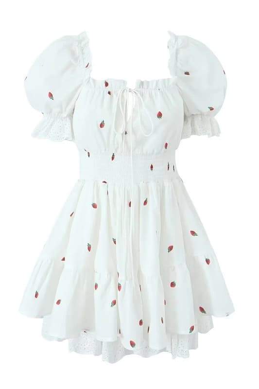 Rebecca Baskılı Puf Kol Mini Elbise