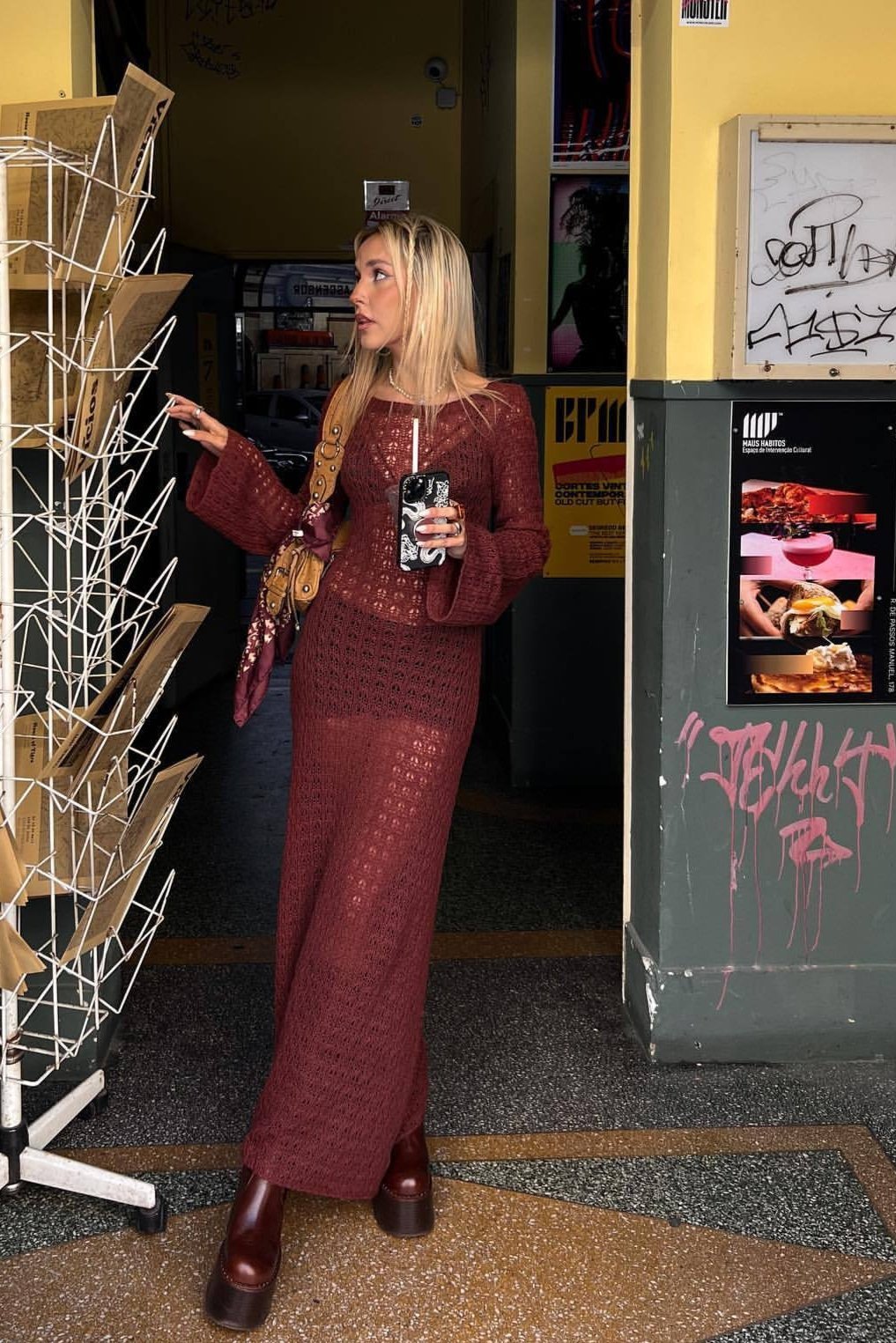 Regina Sırtı Açık Tığ İşi Maxi Elbise