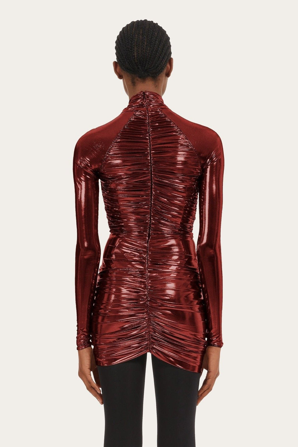 Riva Metalik Büzgülü Çözgülü Mini Elbise