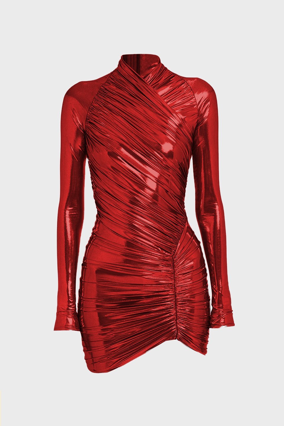 Riva Metalik Büzgülü Çözgülü Mini Elbise