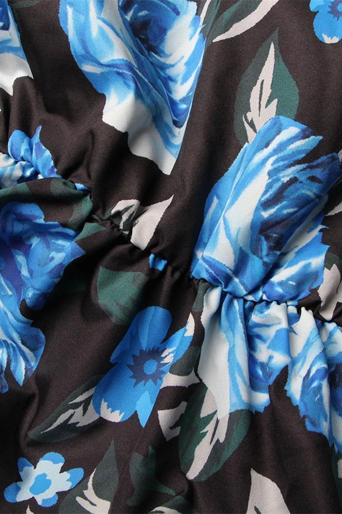 Riva Baskılı Peter Pan Yaka Midi Elbise