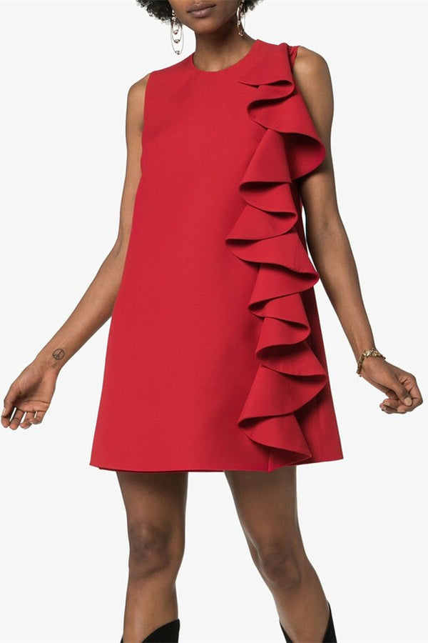 Clara Fırfırlı Kolsuz Mini Elbise