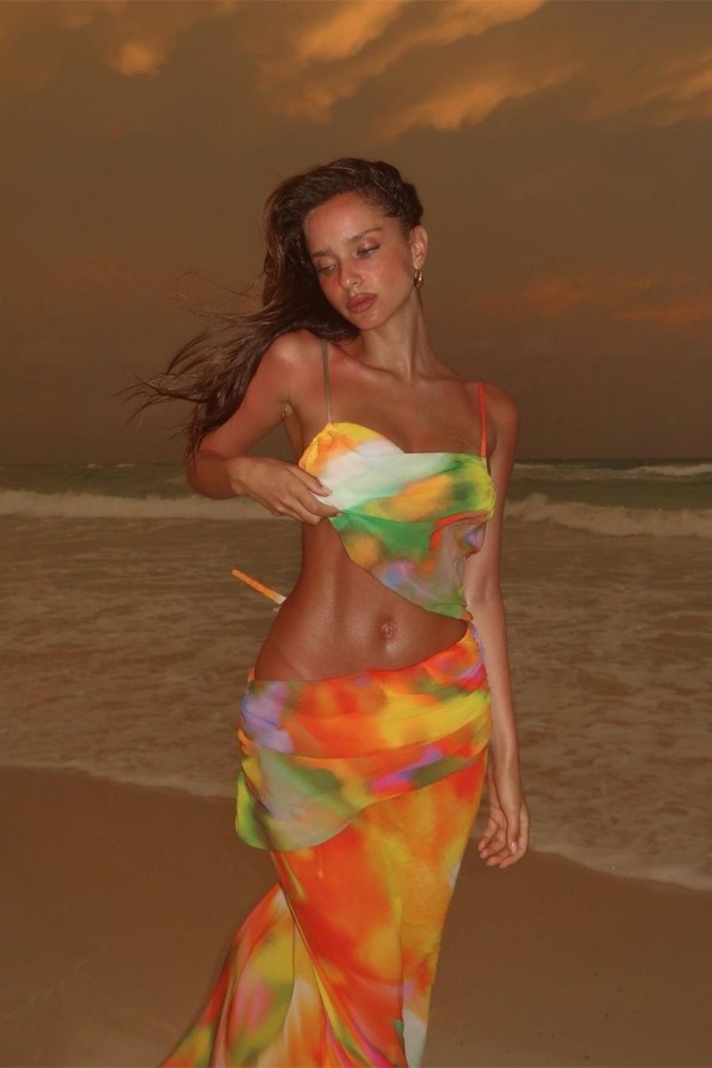 Ruth Baskılı Cut-Out Maxi Elbise