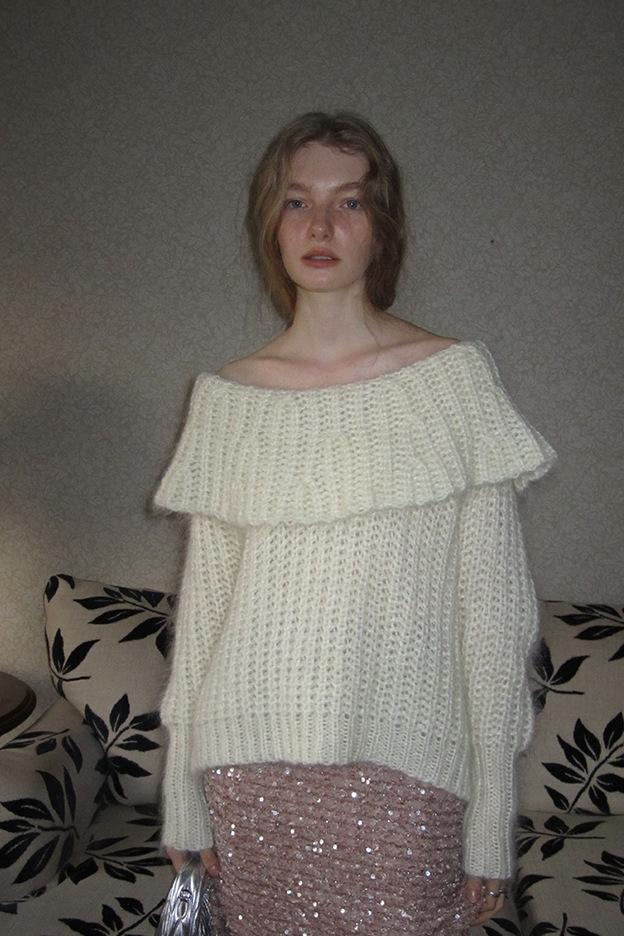 Sally Düşük Omuz Tiftik Kazak Üst