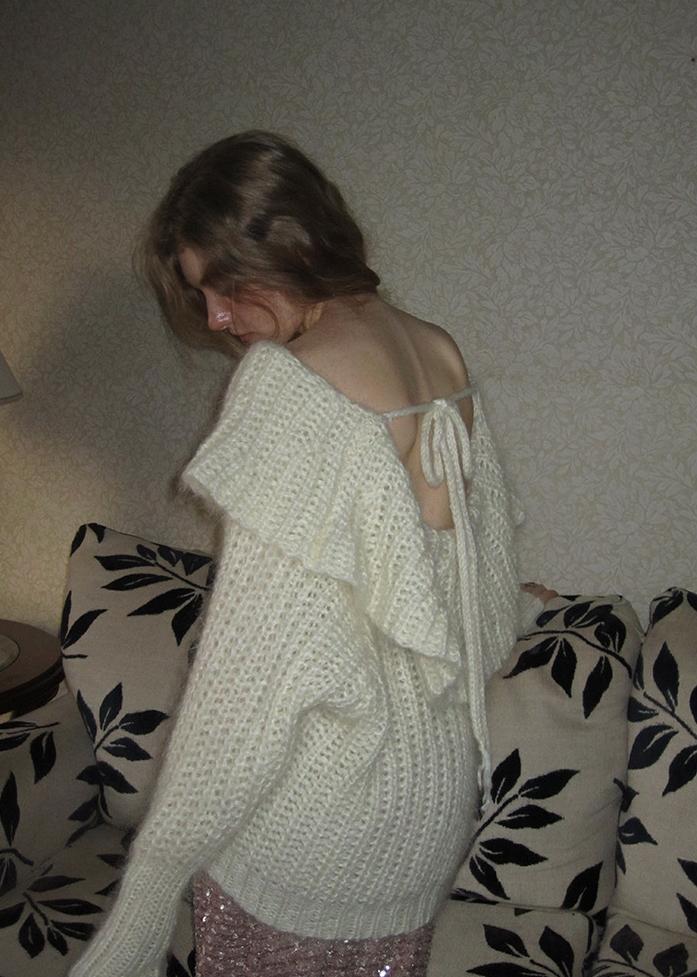 Sally Düşük Omuz Tiftik Kazak Üst