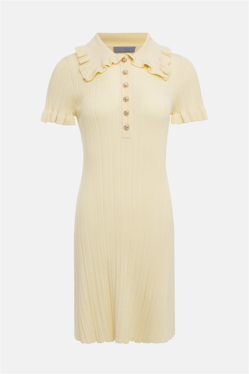 Salome Yaka Yaka Fırfırlı Triko Mini Elbise