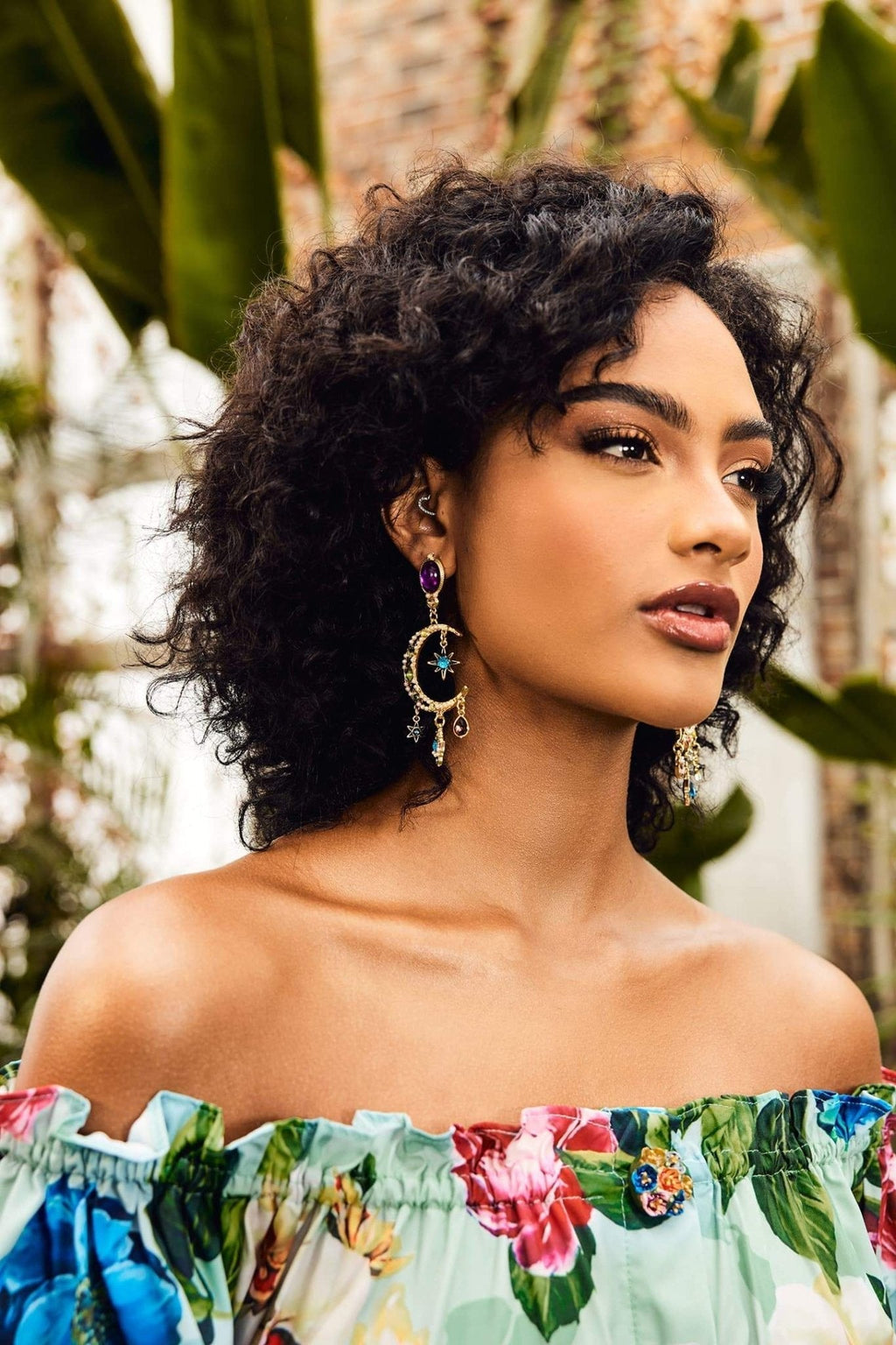 Güneş Ve Ay Asimetrik Uzun Sallantılı Küpe