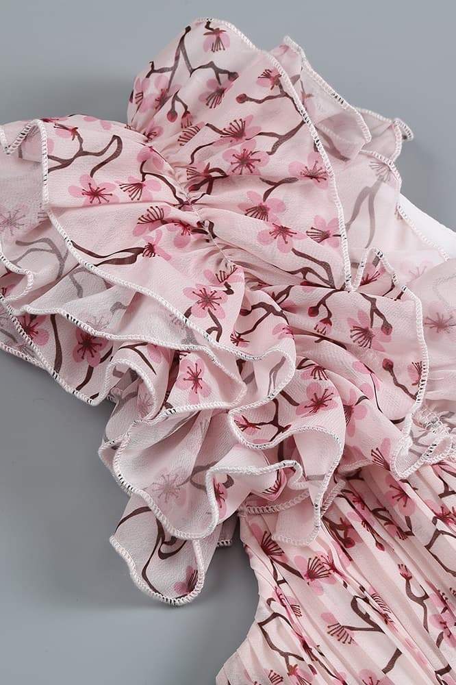 Suzanne Çiçek Baskılı Cut-Out Maxi Elbise