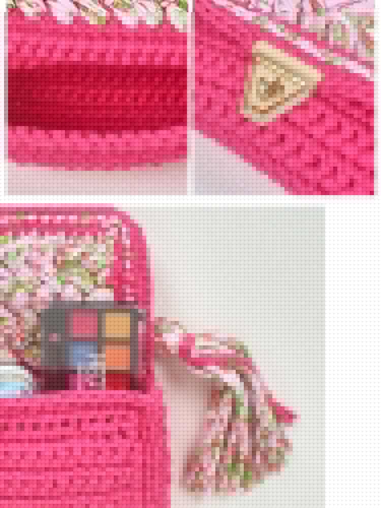 Tara Kontrast Renk Dokuma Püsküllü Kapaklı Çanta