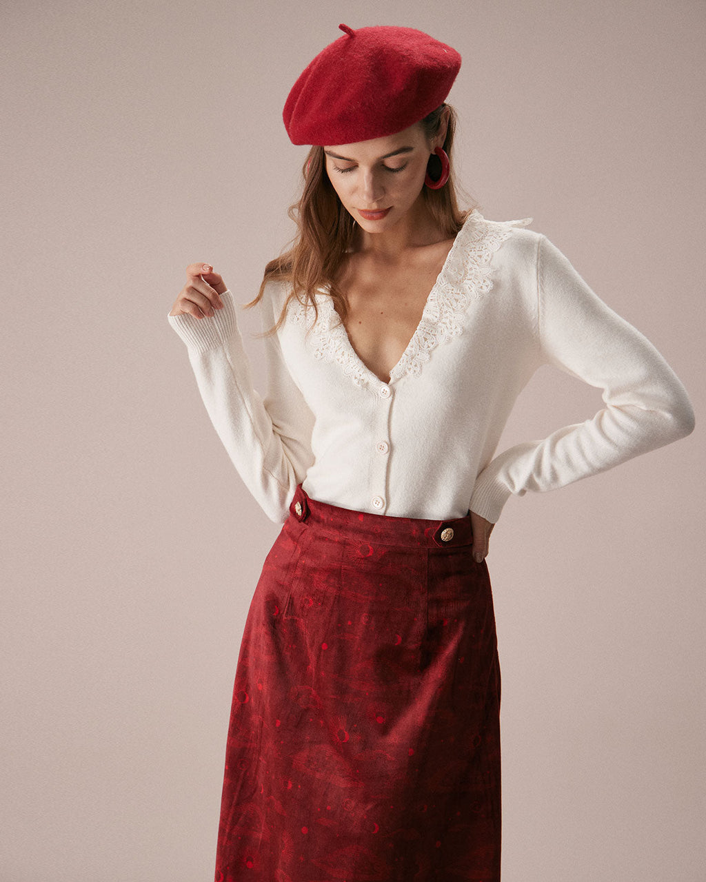 Dantel Yaka Triko Hırka