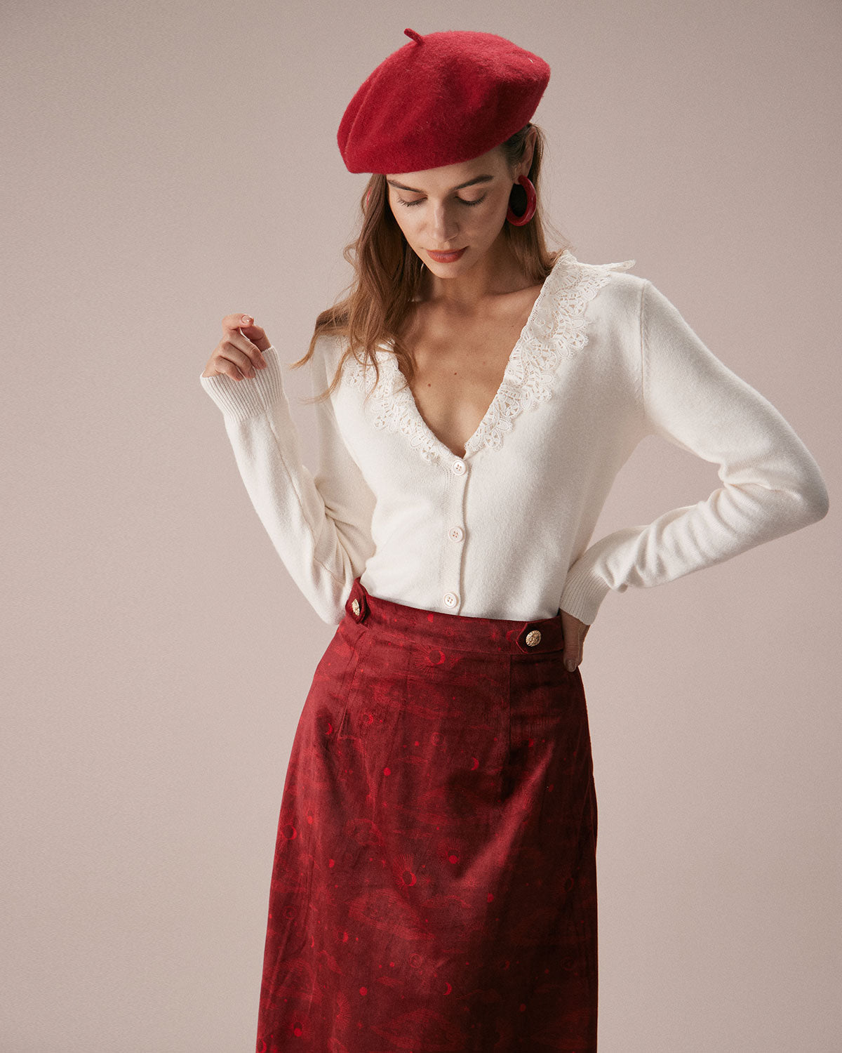 Dantel Yaka Triko Hırka