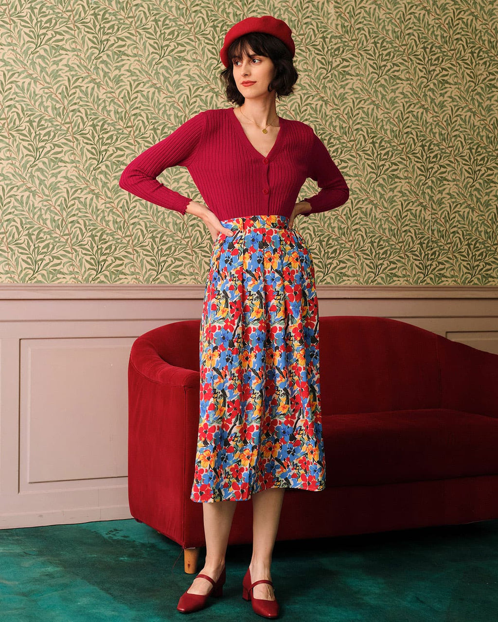 Düz V Yaka Nervürlü Hırka