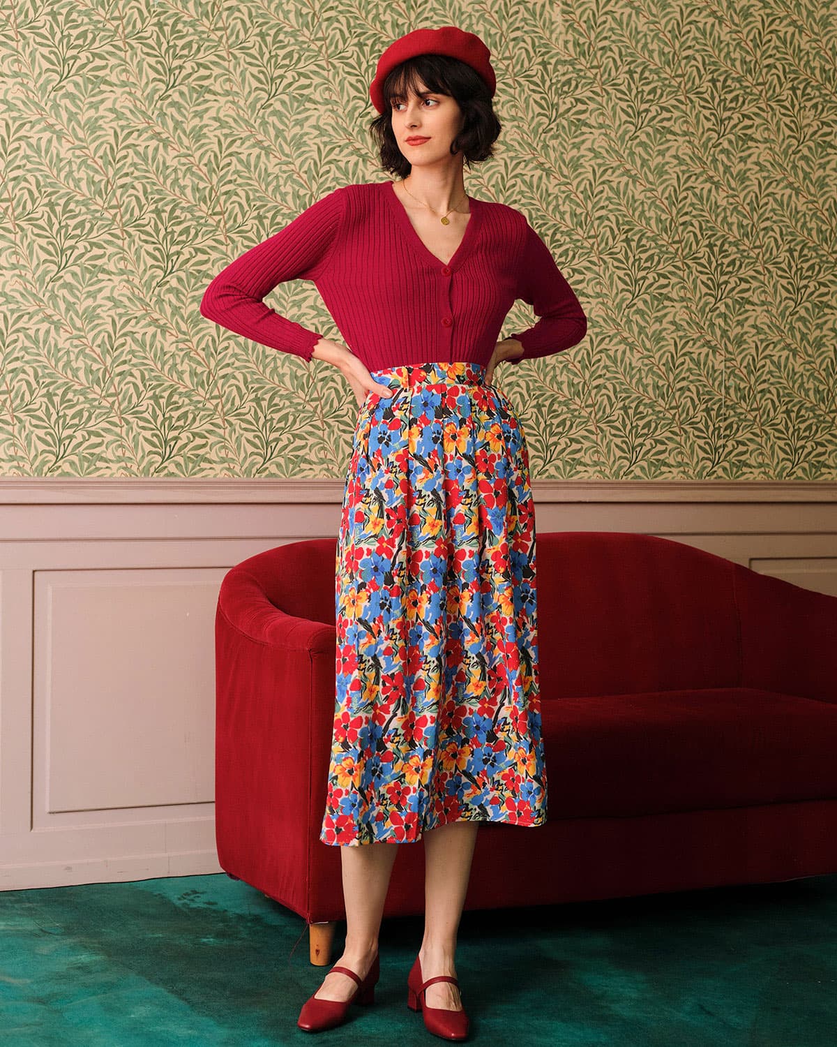 Düz V Yaka Nervürlü Hırka